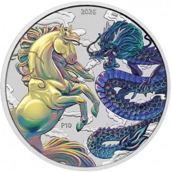 PM 1 oz silver DRAGON & HORSE 2026 BLUE $1 bu CHINESE MYTHS & LEGENDS