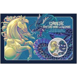 PM 1 oz silver DRAGON & HORSE 2026 BLUE $1 bu CHINESE MYTHS & LEGENDS in card