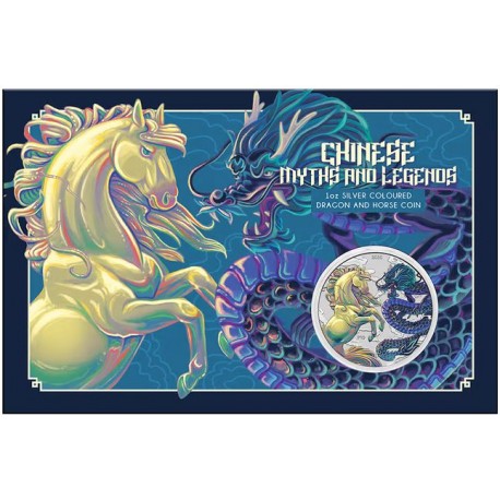 PM 1 oz silver DRAGON & HORSE 2026 BLUE $1 bu CHINESE MYTHS & LEGENDS