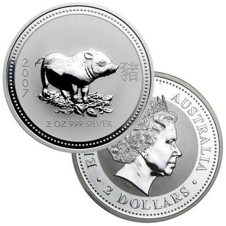 PM 2 oz silver AUSTRALIAN LUNAR 1 GOAT 2003 bu $2 