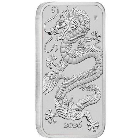 Perth Mint 1 oz silver RECTANGLE DRAGON $1 BAR 2026 bu