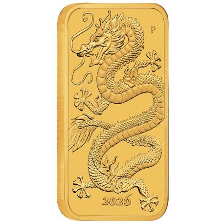 Perth Mint 1 oz RECTANGLE DRAGON $100 BAR 2026 GOLD bu