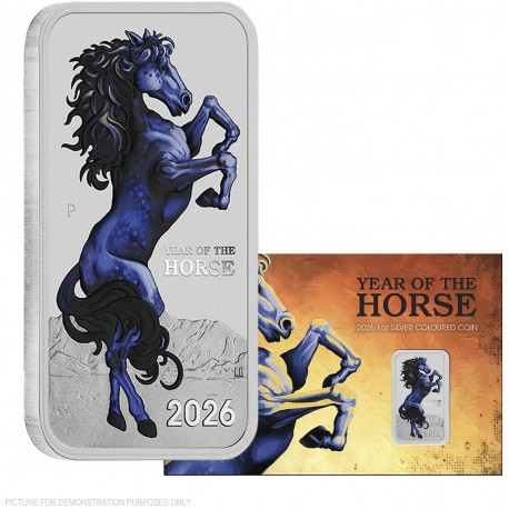 Perth Mint 1 oz silver RECTANGLE LUNAR HORSE $1 BAR 2026 bu