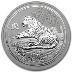 5 oz silver LUNAR TIGER 2010 $5 bu