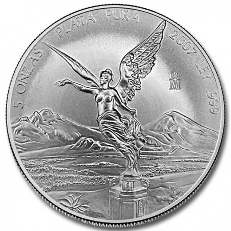 Mexico 5 oz silver LIBERTAD 2009 bu in capsule