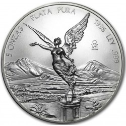 Mexico 5 oz silver LIBERTAD 1996 bu in capsule