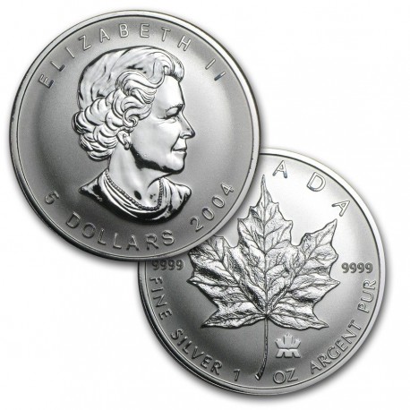 Canada 1 oz silver MAPLE LEAF 2004 $5 bu PRIVY MONKEY
