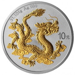 CHINA 1 oz silver CHINA DRAGON 2026 BU 10 CHY GILDED in capsule