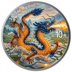 CHINA 1 oz silver CHINA DRAGON 2026 BU 10 CHY COLOURED in capsule