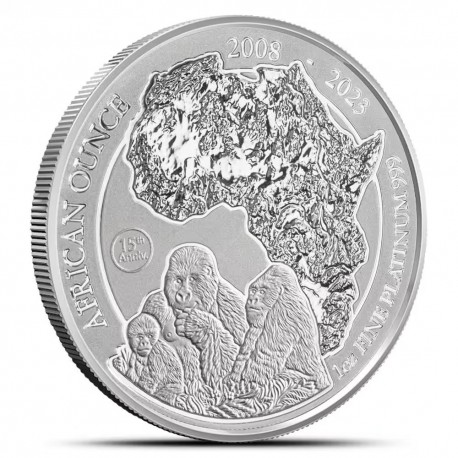 1 oz Platinum RWANDA LUNAR OX 2021 bu Amafranga 100
