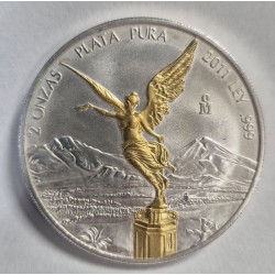 2 oz silver LIBERTAD 2011 GILGED bu