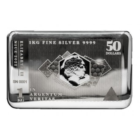 Niue 1 KILO SILVER NOTE BAR $50 BU 2023 Unique Serial Number