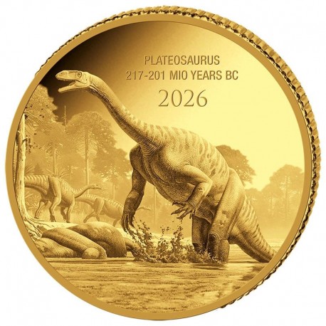 0.50 GR GOLD Prehistoric Life 2 CARNOTAURUS 2025 bu 20FR BU