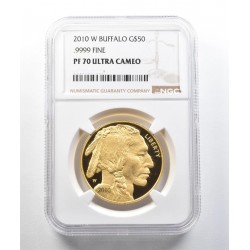 1 oz GOLD AMERICAN BUFFALO 2010 PCGS MS-70 FS $50