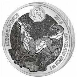 1 oz SILVER RWANDA DOG 2018 Proof in Capsule