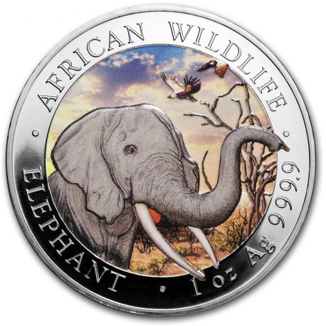 1 oz silver ELEPHANT 2017 colored