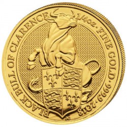 1/4 oz gold QUEEN'S BEAST 2018 BLACK BULL OF CLARENCE £25