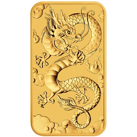 Perth Mint 1 oz RECTANGLE DRAGON $100 BAR 2019 GOLD