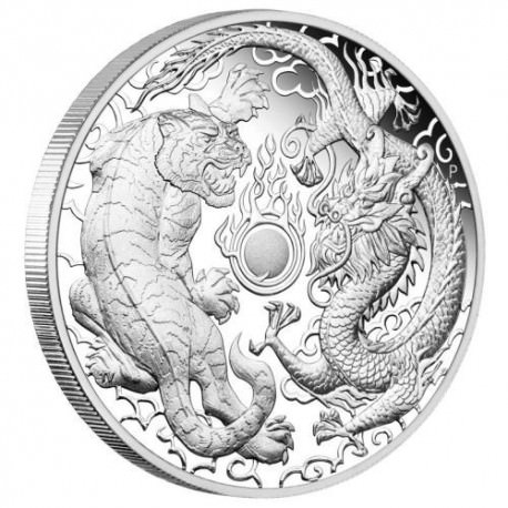 1 oz silver DRAGON & PHOENIX 2018 PROOF box + coa