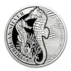 1 oz silver Caribbean Seahorse 2019 Barbados 
