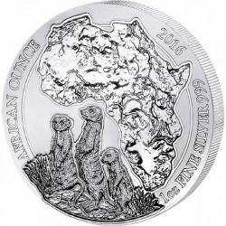 RWANDA 1 oz silver MEERKAT 2016 bu Privy F15