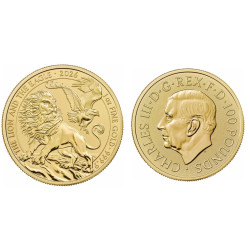 UK 1 oz GOLD BRITISH LION 2025 £100 BU in Capsule