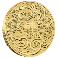 PM 1 oz GOLD DRAGON & KOI 2024 $100 bu Myths & Legends